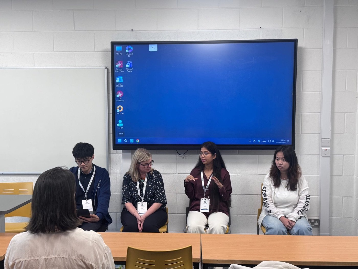 Sonali Jha speaking on a panel at IAMCR 2026, Galway